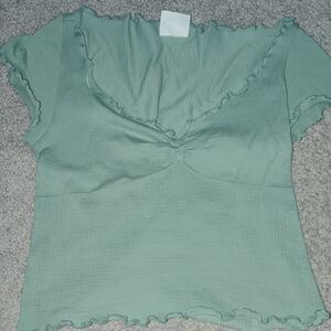 Women's Ruffled Green Top